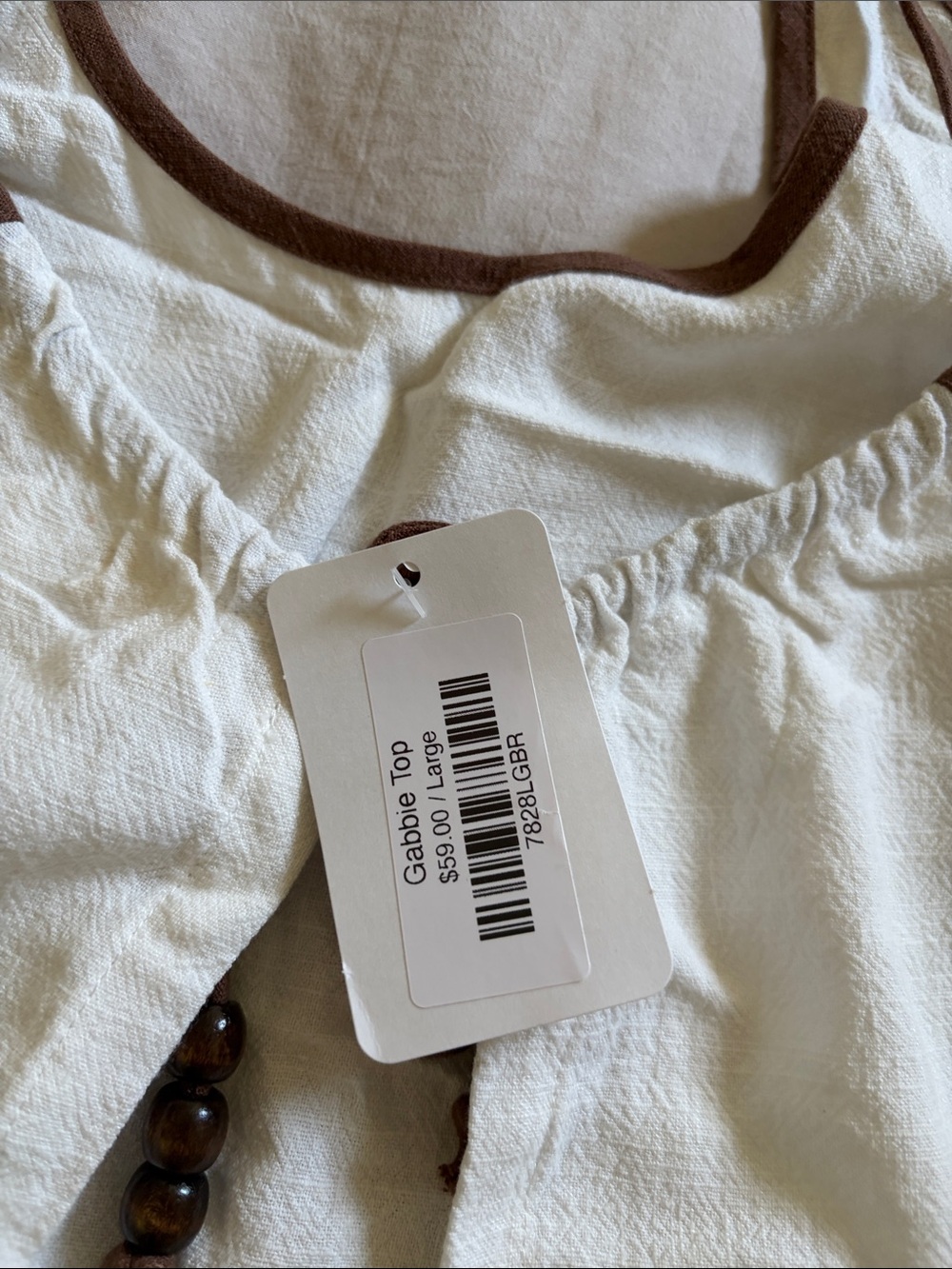 ILLA ILLA Cream Wide-Leg Linen Jumpsuit with Brown Trim - Picture 2 of 6
